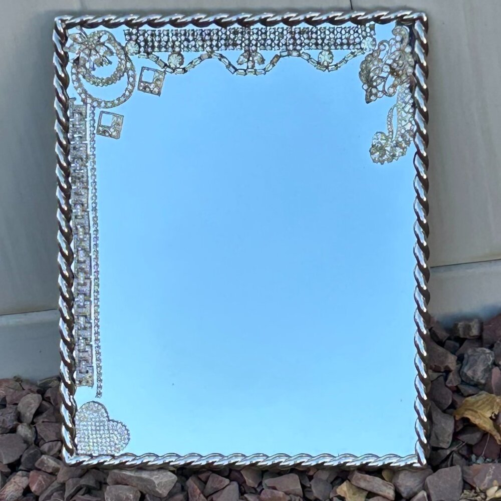 Vintage Jewelry Decorated Mirror